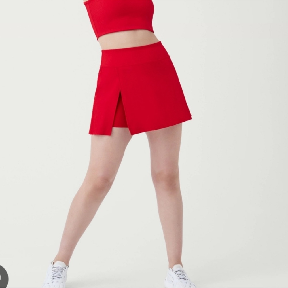 Spanx Get Moving Contour Ribbed Skort Red Size XL
